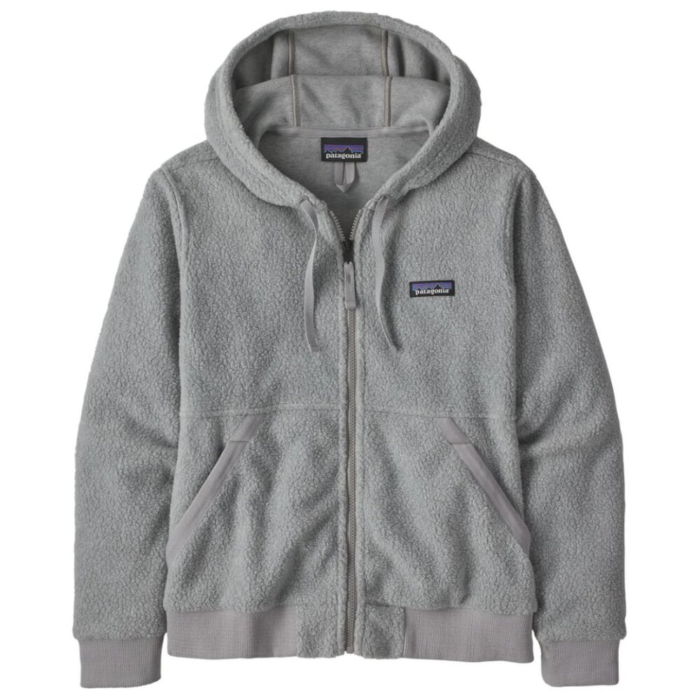 Patagonia Women's Shearling Hoody Full Zip Fleece Jacket Salt Grey Size Medium